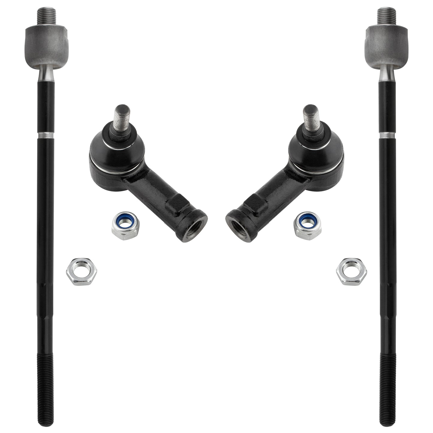 BOXI 2x Front Inner Tie Rod Ends + 2x Front Outer Tie Rod Ends Kit Fit for Hyundai Santa Fe 2001