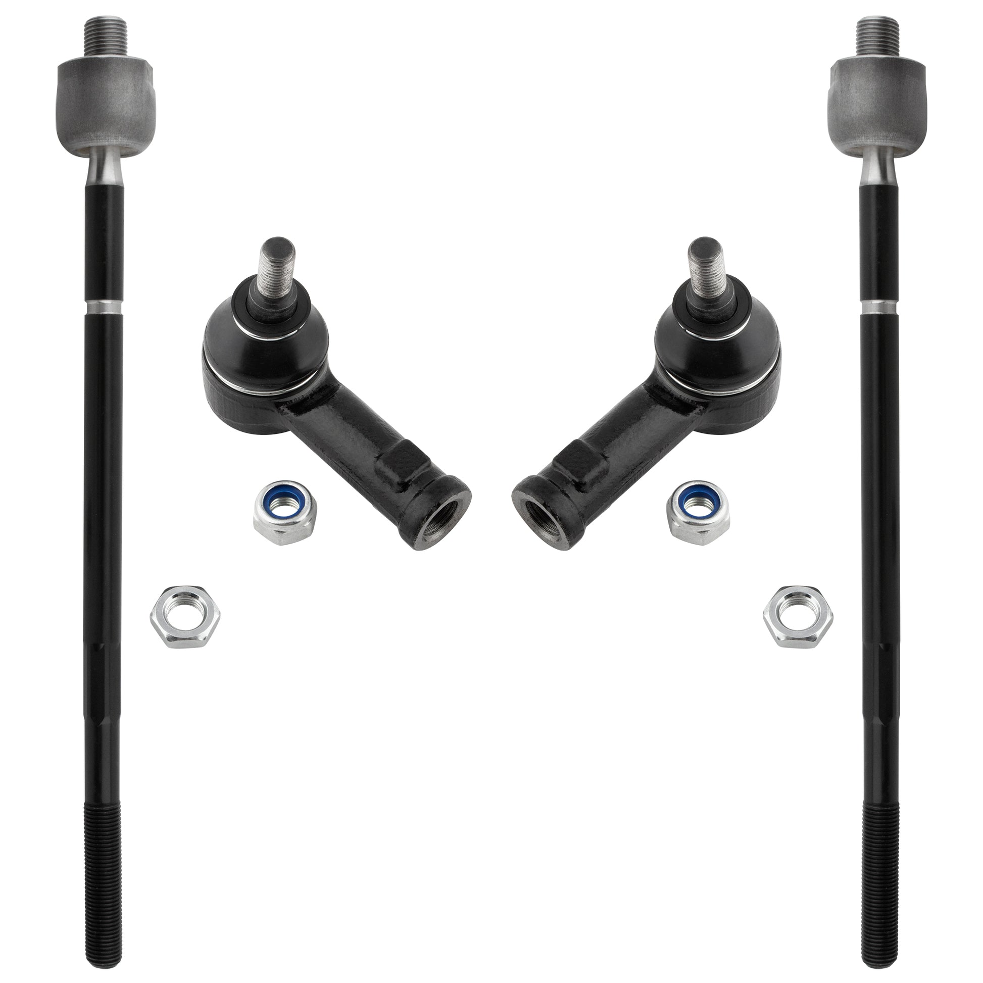 BOXI 2x Front Inner Tie Rod Ends + 2x Front Outer Tie Rod Ends Kit Fit for Hyundai Santa Fe 2001