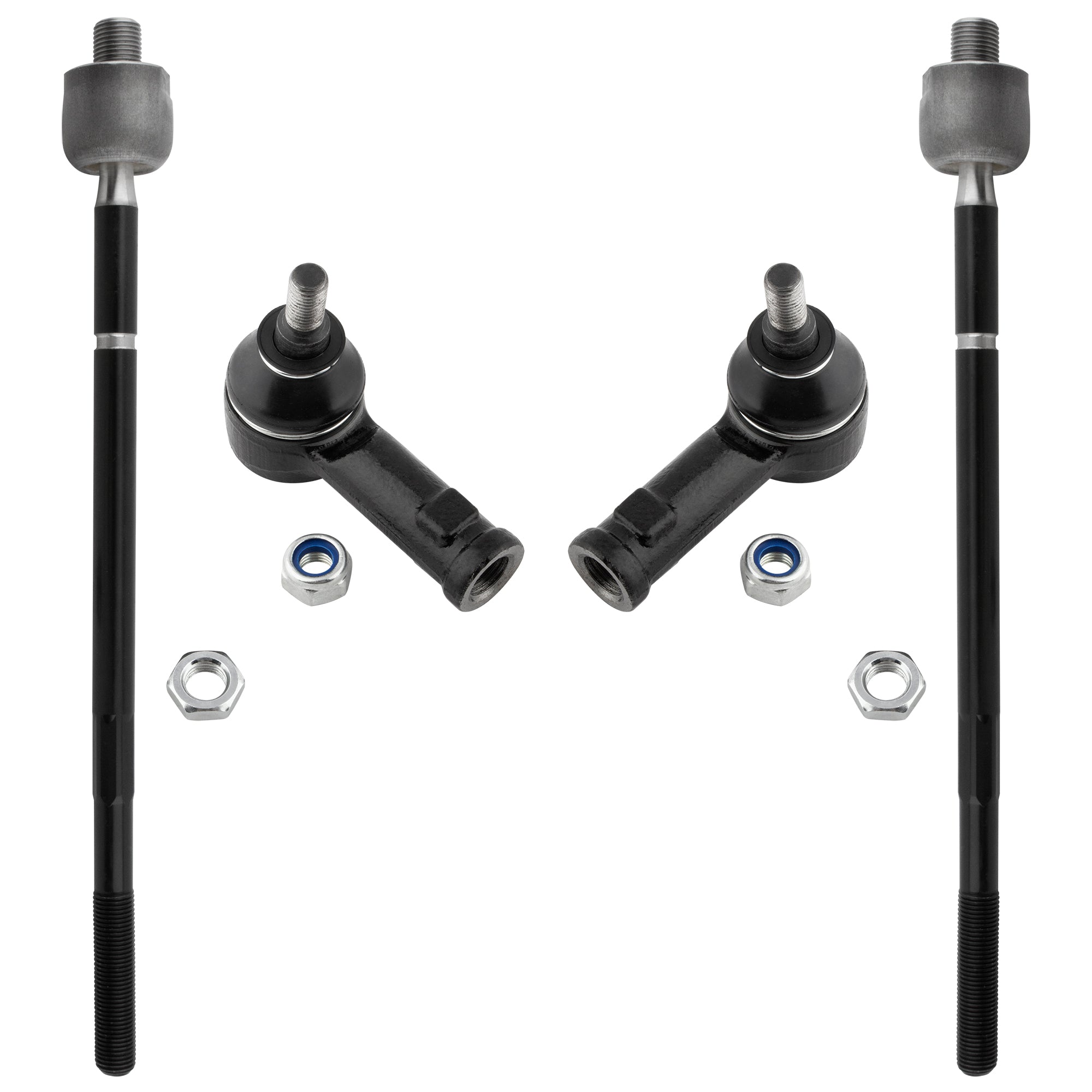 BOXI 2x Front Inner Tie Rod Ends + 2x Front Outer Tie Rod Ends Kit Fit for Hyundai Santa Fe 2001