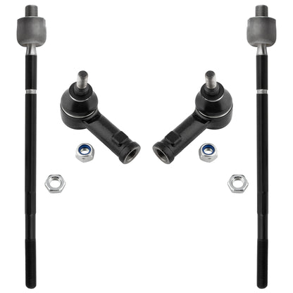 BOXI 2x Front Inner Tie Rod Ends + 2x Front Outer Tie Rod Ends Kit Fit for Hyundai Santa Fe 2001