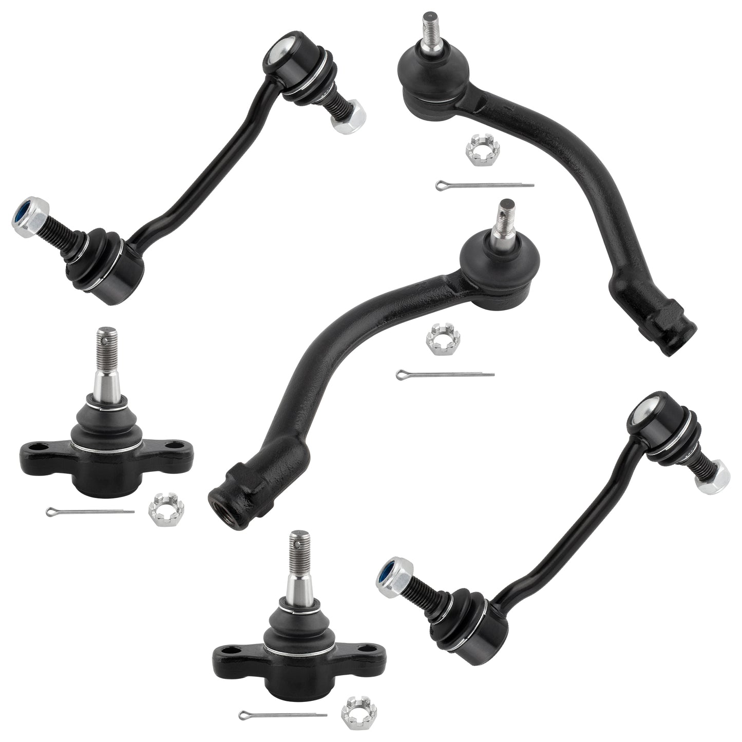 BOXI 6pcs Front Sway Bar Links + Lower Ball Joints + Outer Tierod Kit Fit for Hyundai Azera
