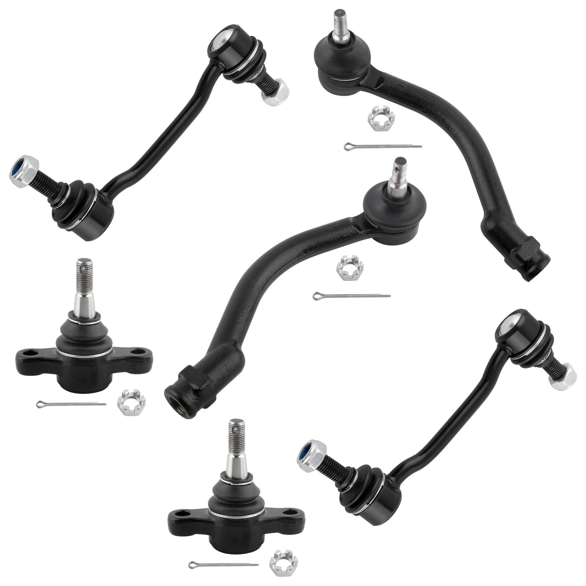 BOXI 6pcs Front Sway Bar Links + Lower Ball Joints + Outer Tierod Kit Fit for Hyundai Azera