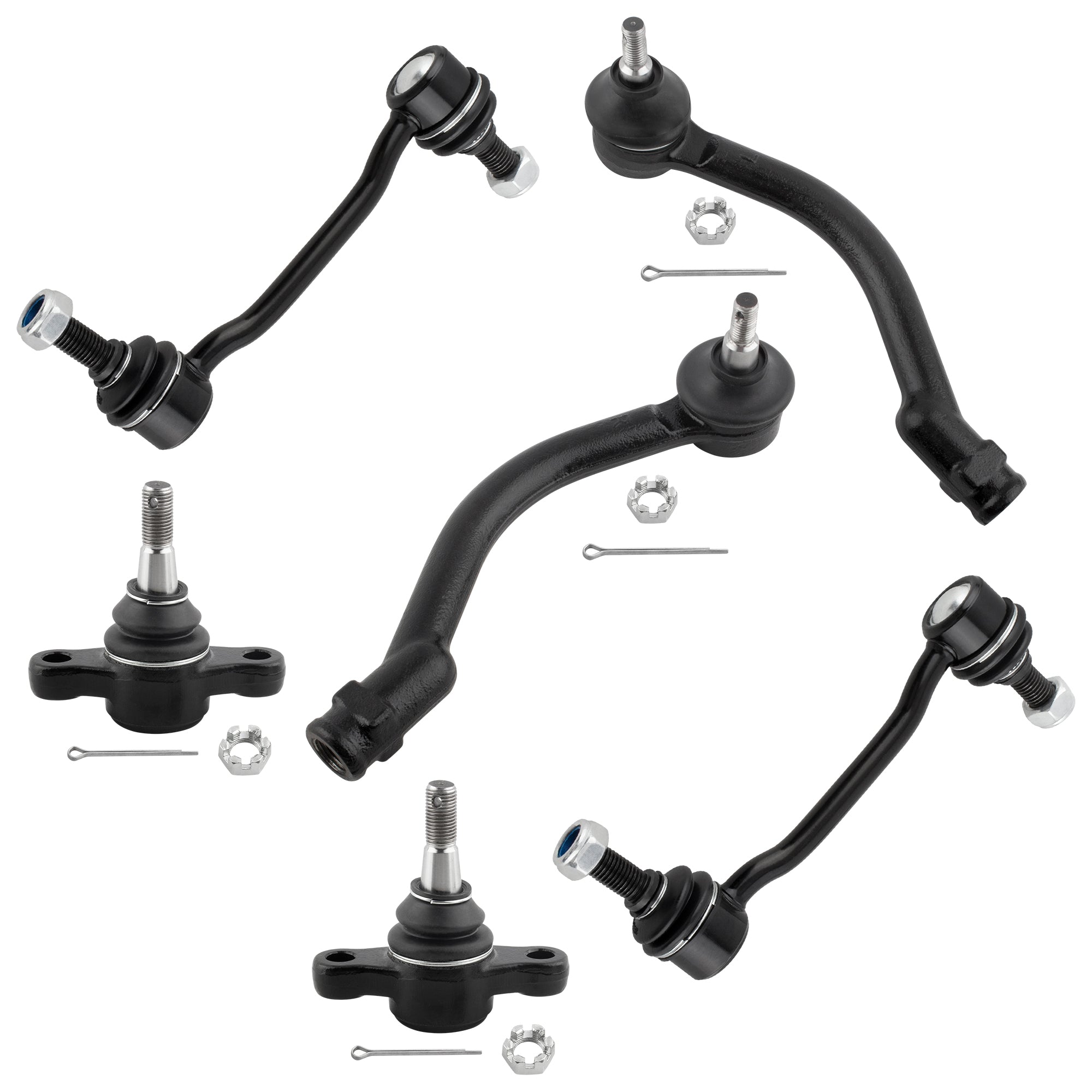 BOXI 6pcs Front Sway Bar Links + Lower Ball Joints + Outer Tierod Kit Fit for Hyundai Azera