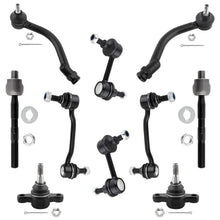 BOXI 10pcs Front Lower Ball Joints + Inner Outer Tierods + Front Rear Sway Bar End Links Fit