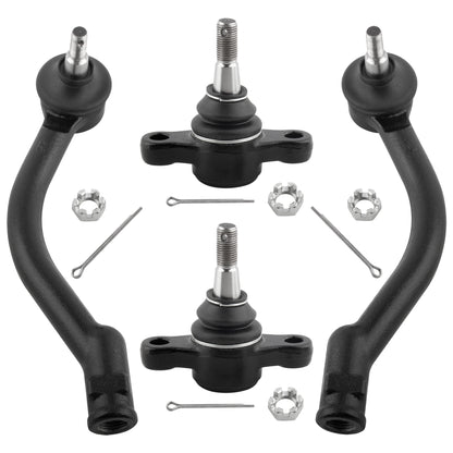 BOXI 4pcs Front Lower Ball Joints + Outer Tie Rod Ends Fit for Hyundai Azera 2006-2007