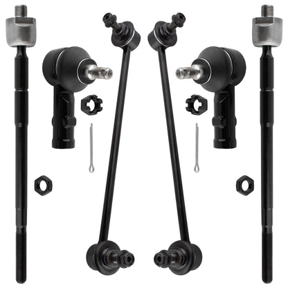 BOXI 6pcs Front Tie Rod Ends + Sway Bar End Links Fit for Hyundai Tiburon 2003 2004 2005 2006 2007