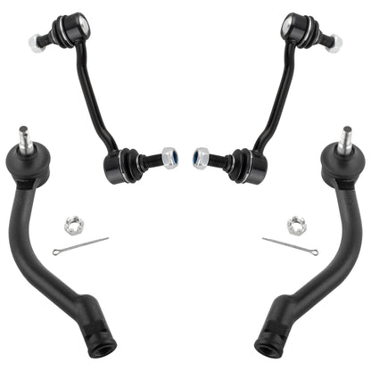 BOXI 4pcs Front Sway Bar Links + Outer Tierod Ends Fit for Hyundai Azera 2006-2007