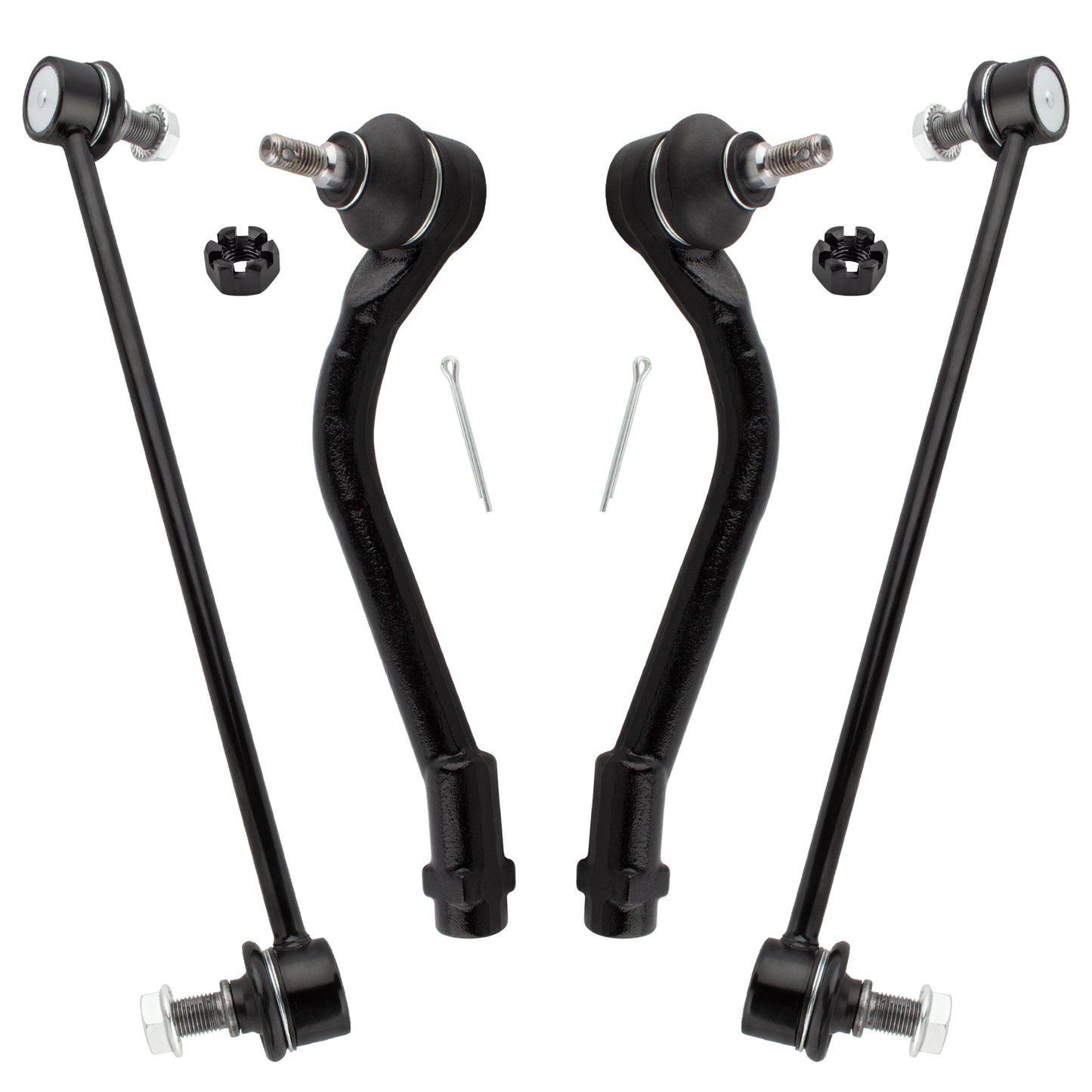 BOXI (Set of 4) Front Sway Bar End Links + Front Outer Tie Rod Ends Fit for Hyundai Sonata 2011