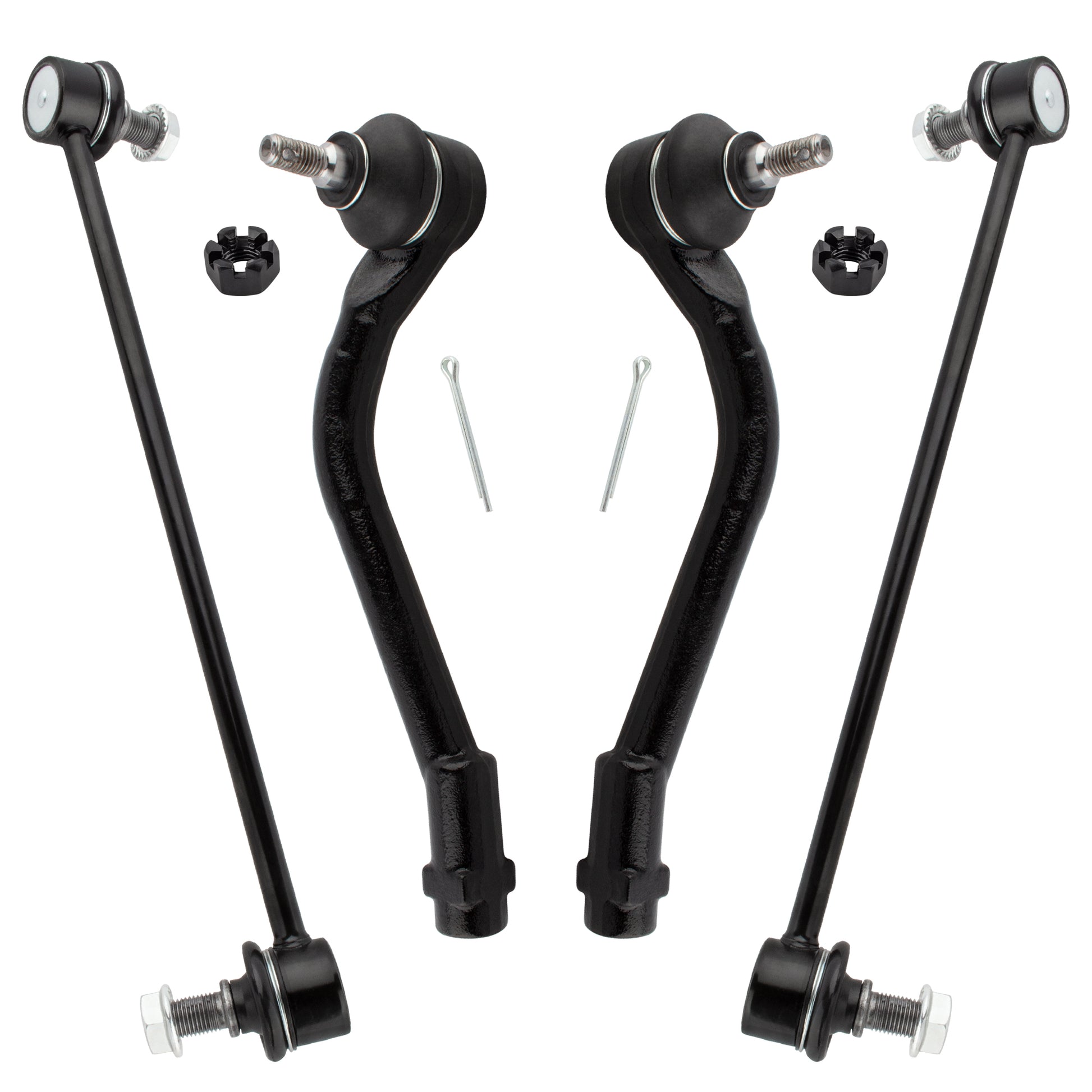 BOXI (Set of 4) Front Sway Bar End Links + Front Outer Tie Rod Ends Fit for Hyundai Sonata 2011