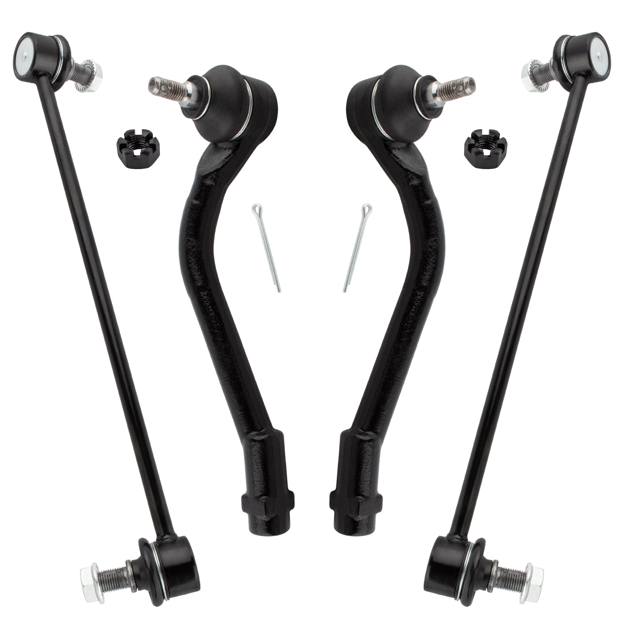 BOXI (Set of 4) Front Sway Bar End Links + Front Outer Tie Rod Ends Fit for Hyundai Sonata 2011