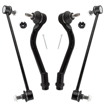 BOXI (Set of 4) Front Sway Bar End Links + Front Outer Tie Rod Ends Fit for Hyundai Sonata 2011