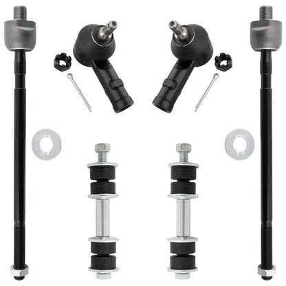 BOXI 6pcs Front Inner & Outer Tie Rods + Front Sway Bars Fit for Hyundai Accent 1995 1996 1997 1998