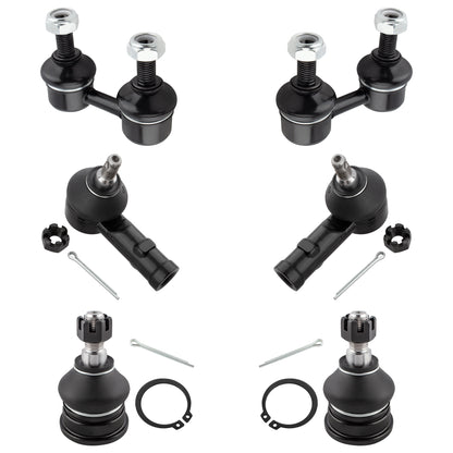 BOXI (Set of 6) Front Stabilizer Sway Bar End Links + Front Outer Tie Rod Ends + Front Lower Ball