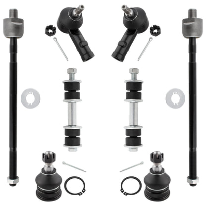BOXI 8pcs Front Sway Bar End Link + Lower Ball Joint + Inner & Outer Tie Rod End Link Kit Fit