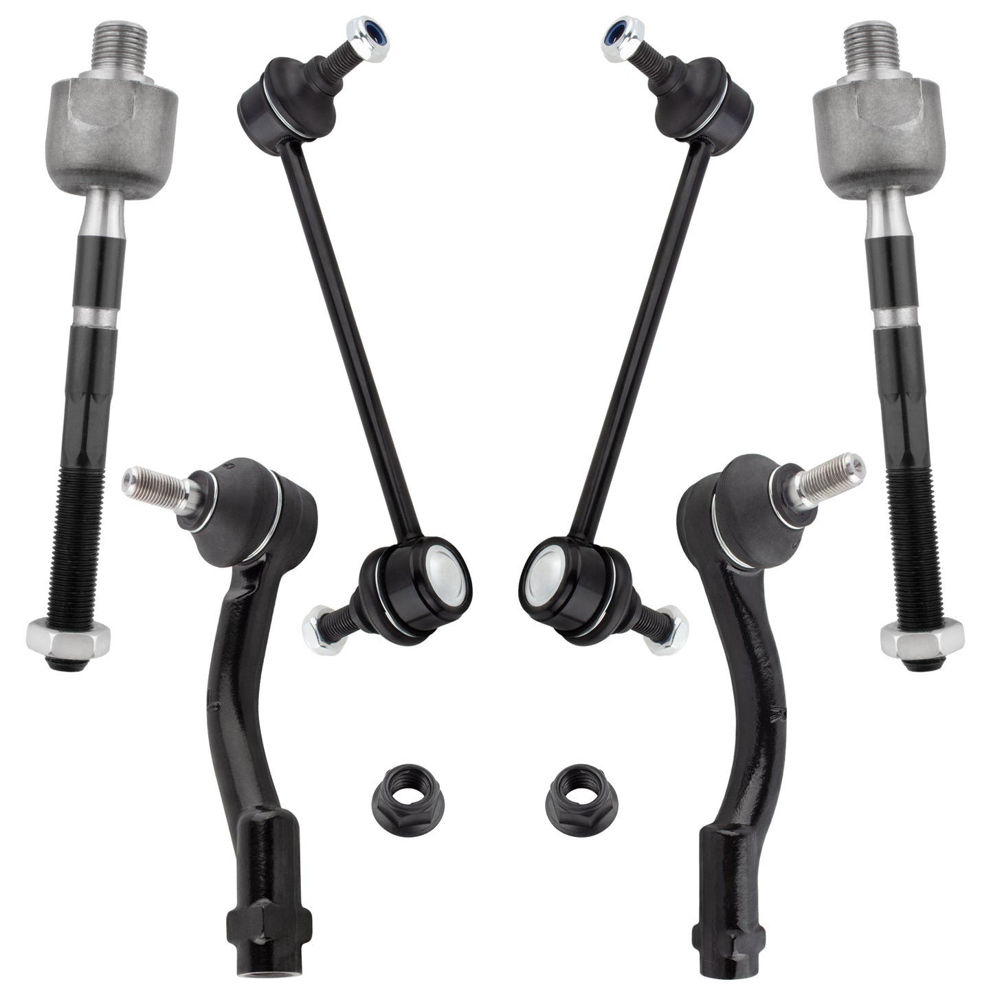 BOXI (Set of 6) Rear Sway Bar End Links + Front Inner & Outer Tie Rod Ends Fit for Hyundai Sonata