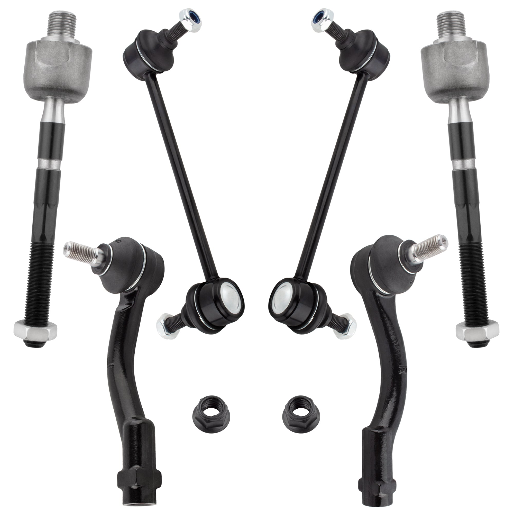 BOXI (Set of 6) Rear Sway Bar End Links + Front Inner & Outer Tie Rod Ends Fit for Hyundai Sonata