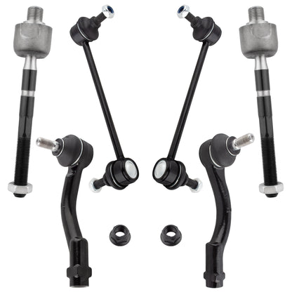 BOXI (Set of 6) Rear Sway Bar End Links + Front Inner & Outer Tie Rod Ends Fit for Hyundai Sonata