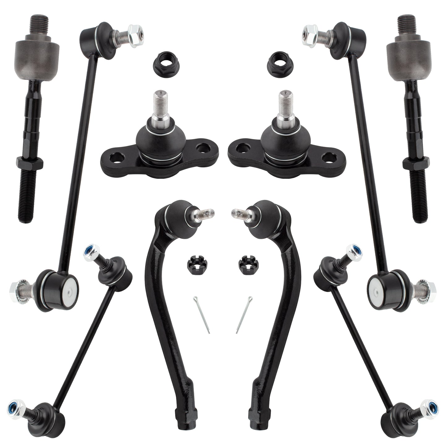 BOXI 10pc Front Rear Ball Joints Tie Rods Sway Bars Kit Fits for Hyundai Elantra 2011-2012 2.0L