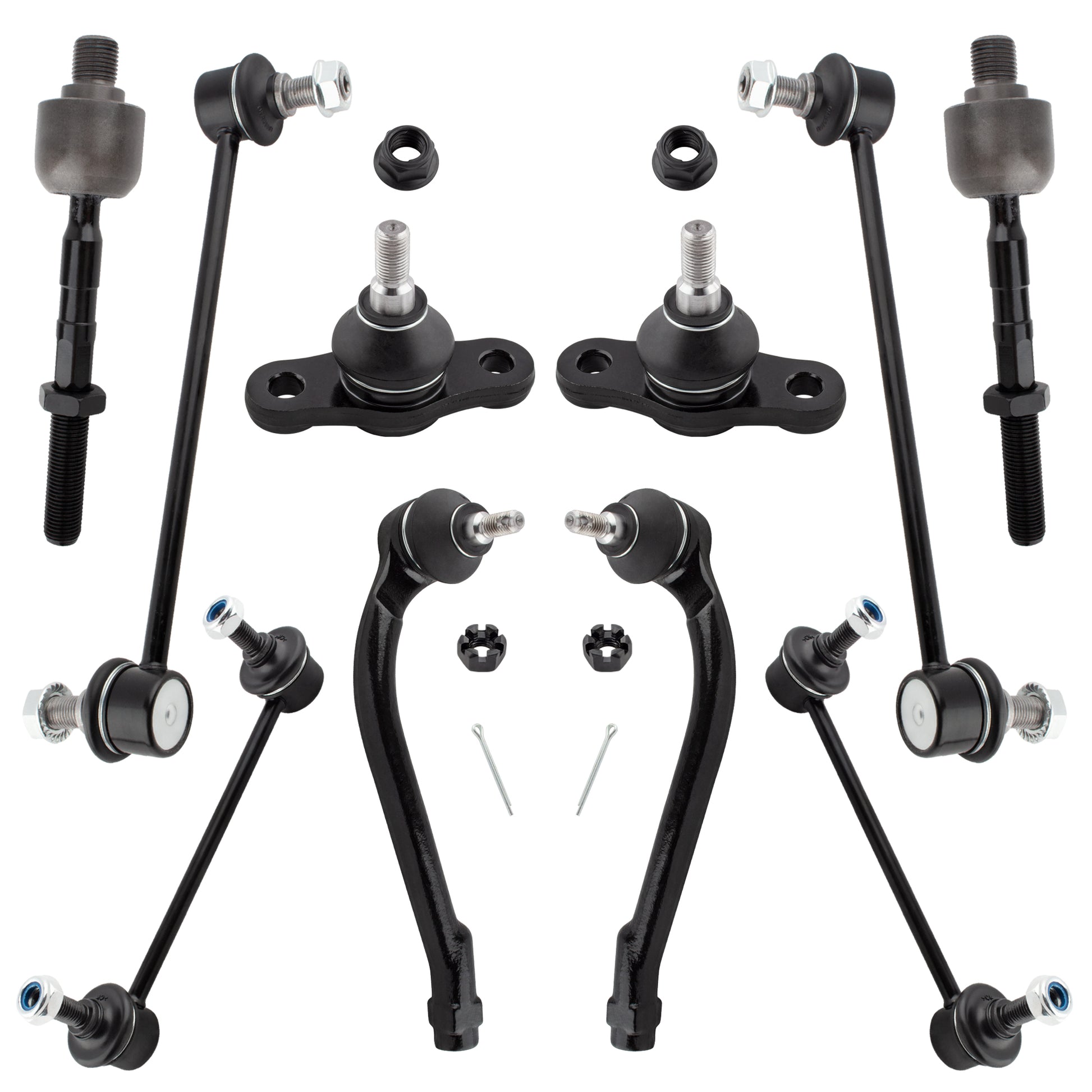BOXI 10pc Front Rear Ball Joints Tie Rods Sway Bars Kit Fits for Hyundai Elantra 2011-2012 2.0L