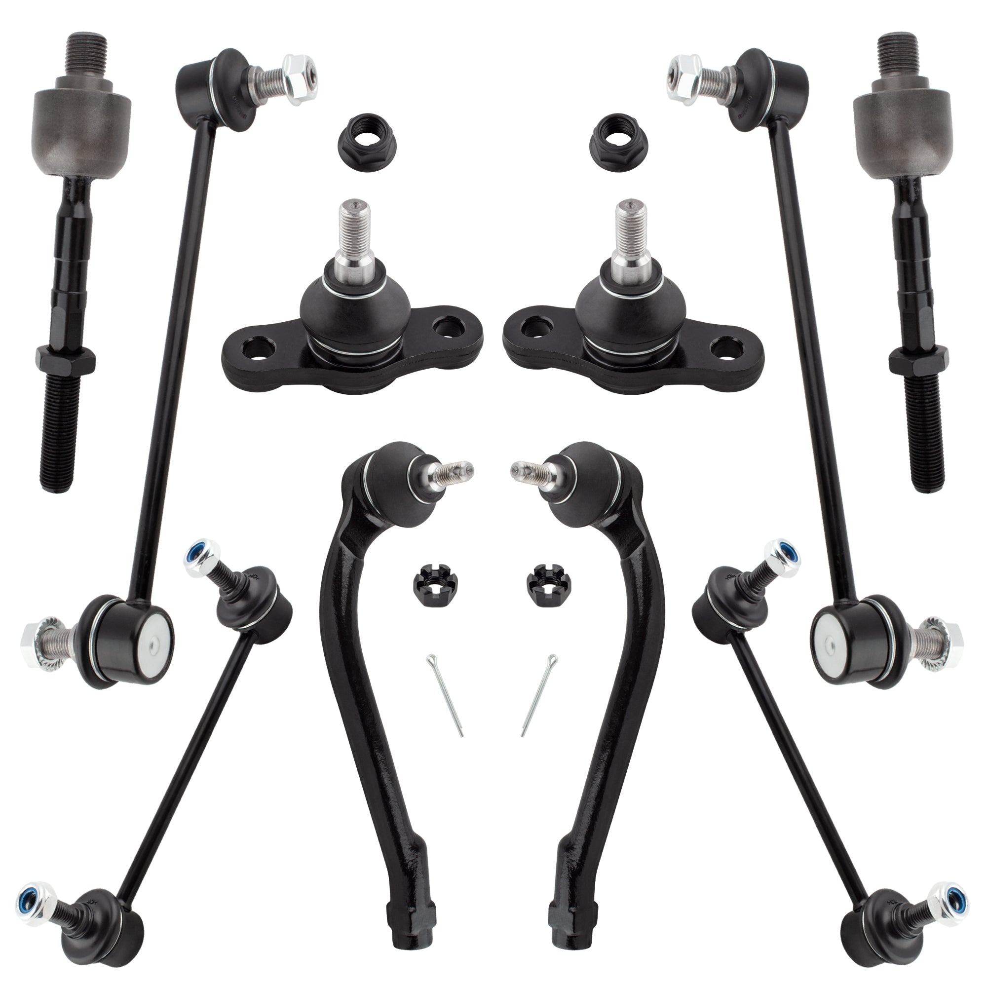 BOXI 10pc Front Rear Ball Joints Tie Rods Sway Bars Kit Fits for Hyundai Elantra 2011-2012 2.0L