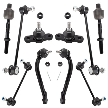 BOXI 10pc Front Rear Ball Joints Tie Rods Sway Bars Kit Fits for Hyundai Elantra 2011-2012 2.0L