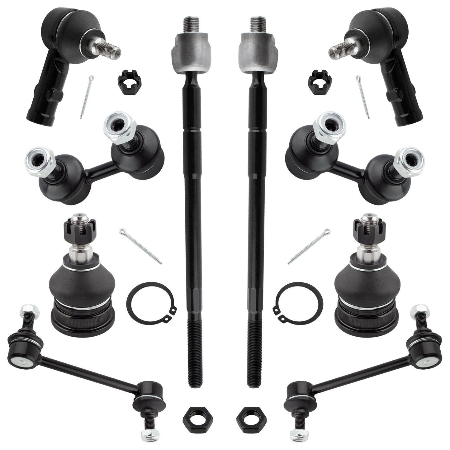 BOXI 10pc Front Rear Ball Joints Sway Bars Tie Rods Kit Fits for Hyundai Elantra 2001 2002 2003