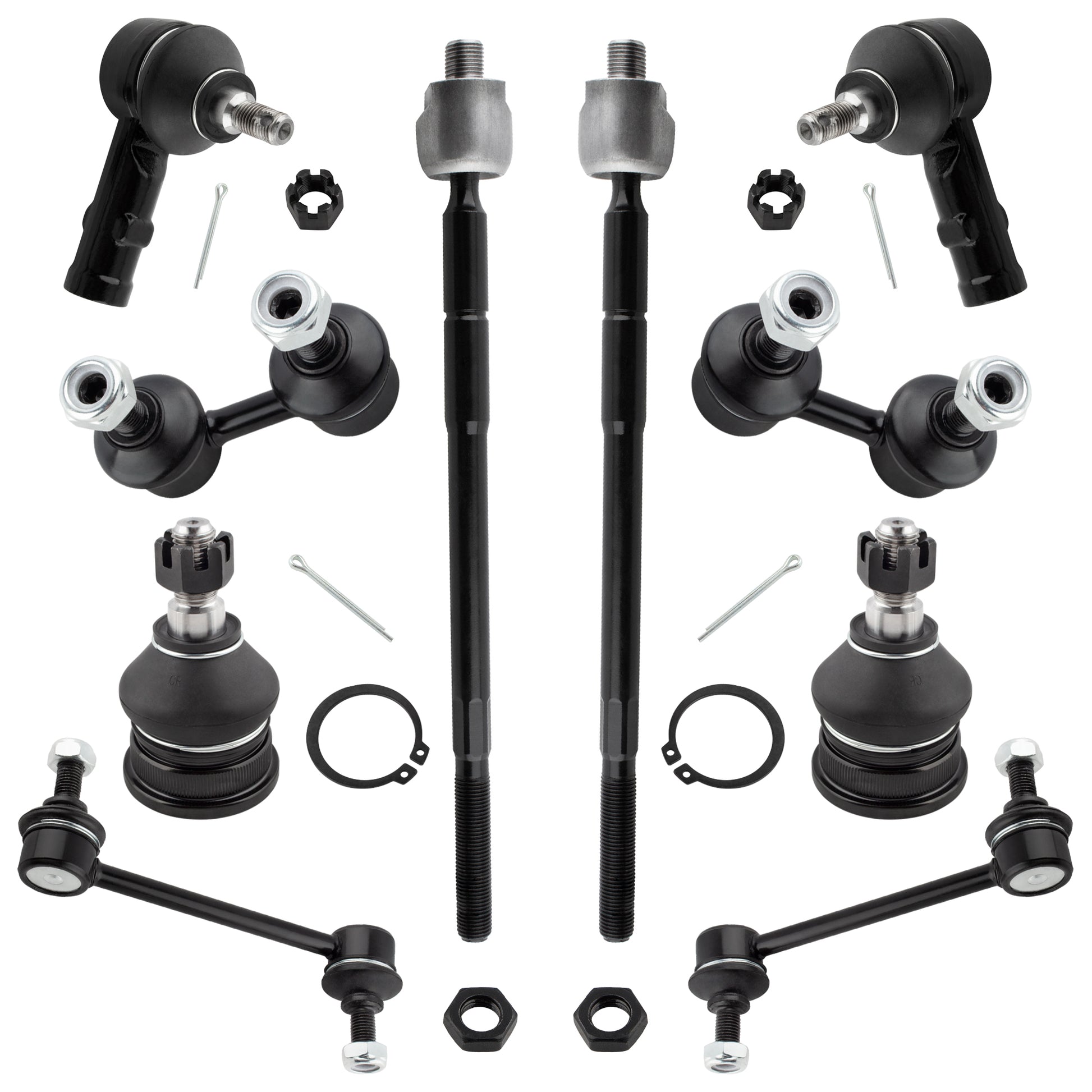 BOXI 10pc Front Rear Ball Joints Sway Bars Tie Rods Kit Fits for Hyundai Elantra 2001 2002 2003