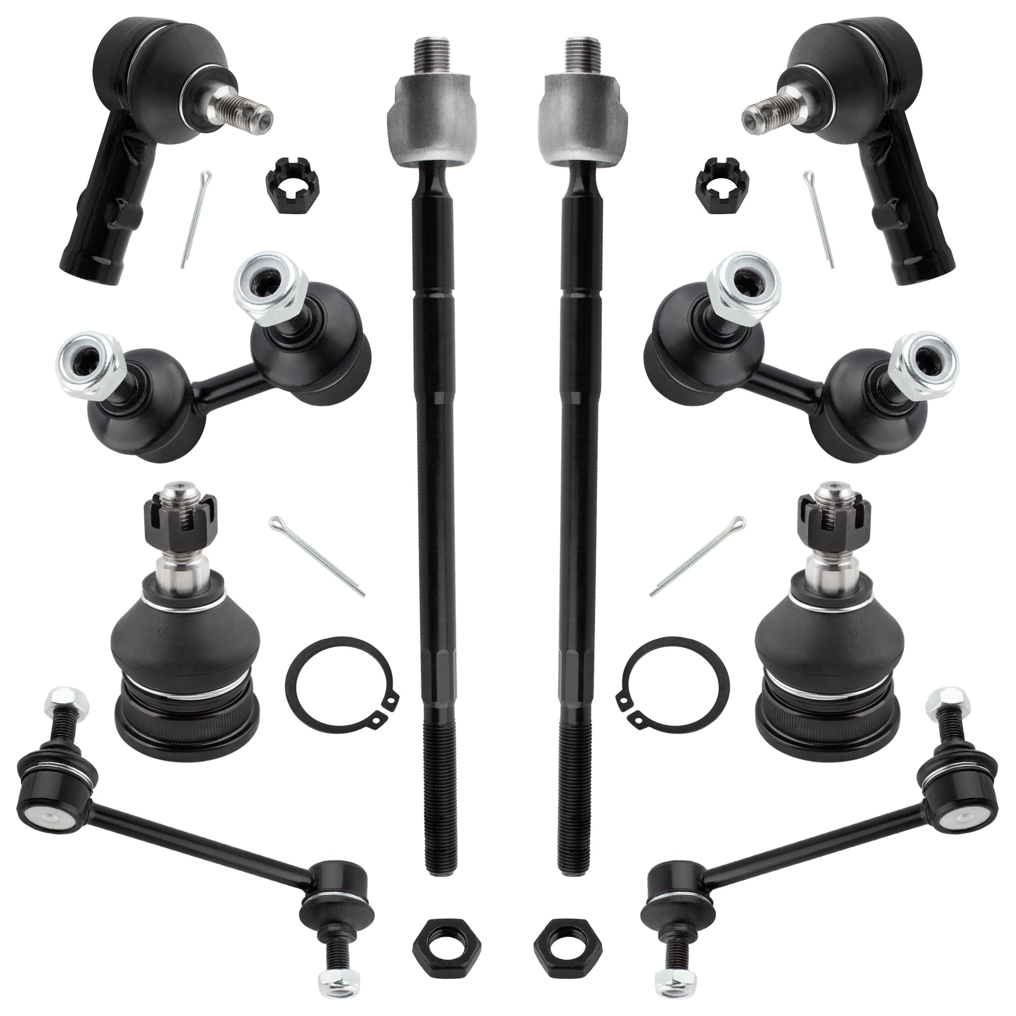 BOXI 10pc Front Rear Ball Joints Sway Bars Tie Rods Kit Fits for Hyundai Elantra 2001 2002 2003