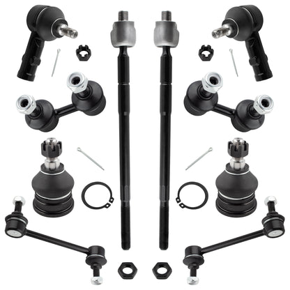 BOXI 10pc Front Rear Ball Joints Sway Bars Tie Rods Kit Fits for Hyundai Elantra 2001 2002 2003