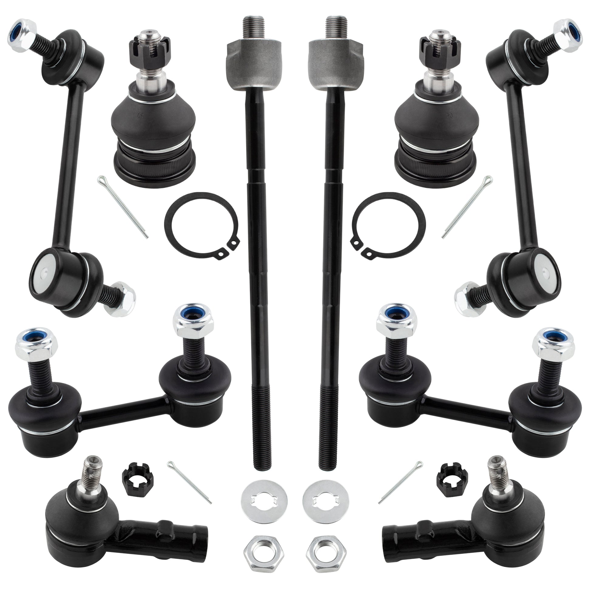 BOXI 10pc Front Rear Inner Outer Tie Rods Sway Bar Links Ball Joints Fit for Hyundai Elantra