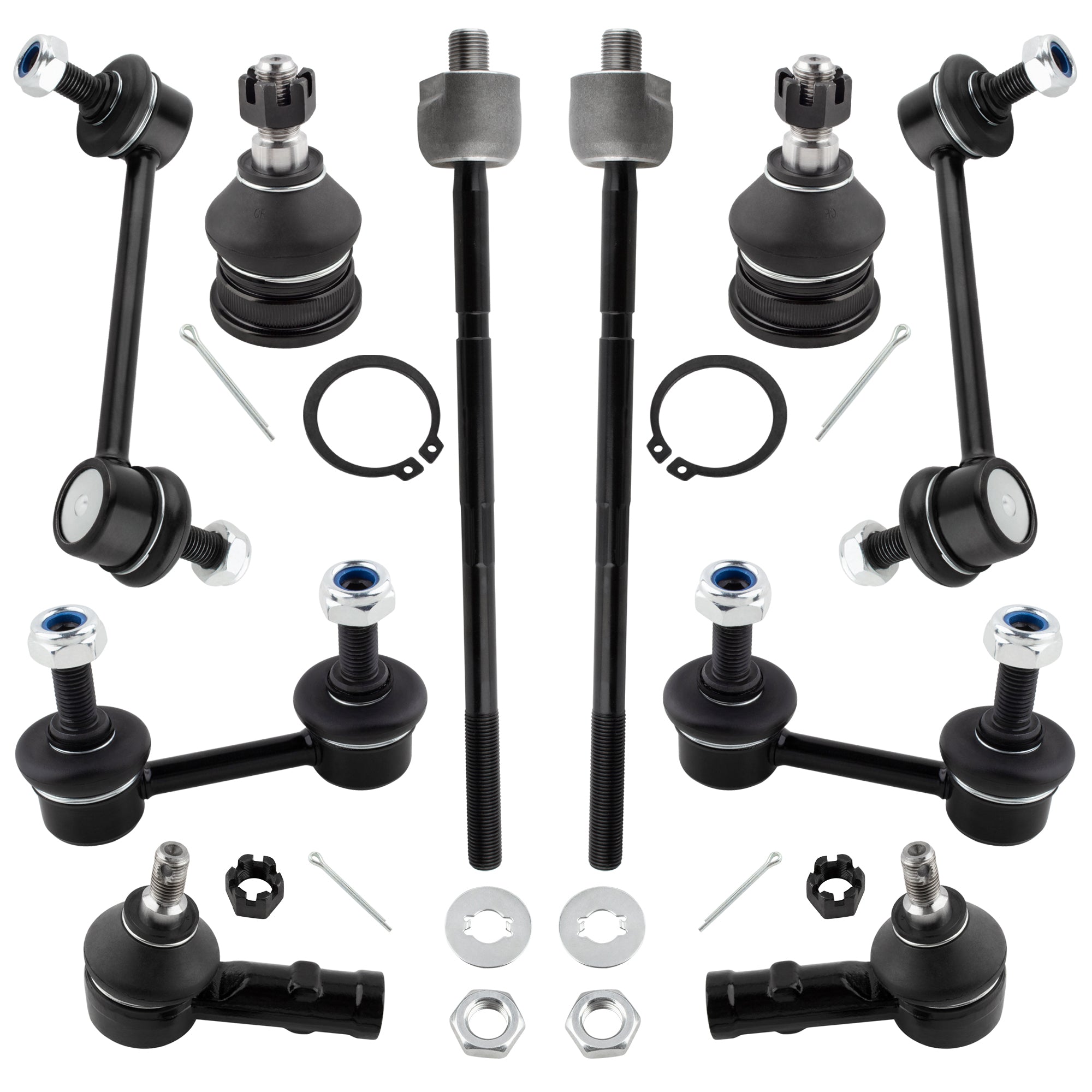 BOXI 10pc Front Rear Inner Outer Tie Rods Sway Bar Links Ball Joints Fit for Hyundai Elantra
