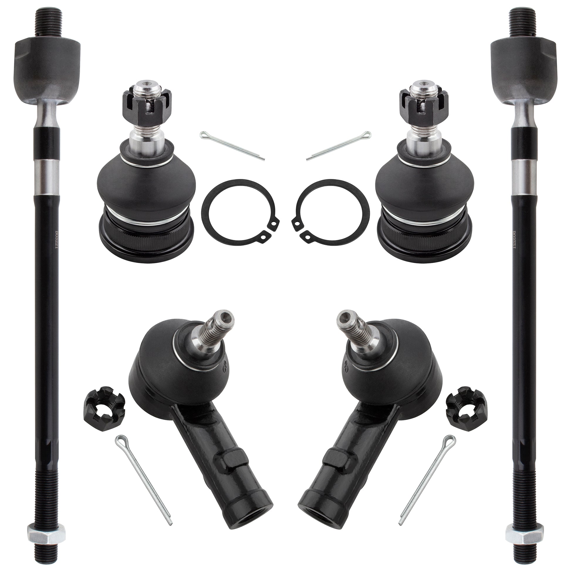 BOXI 6pc Front Suspension Tie Rod & Ball Joint Set Fits for Hyundai Accent 2000 2001 2002 2003 2004