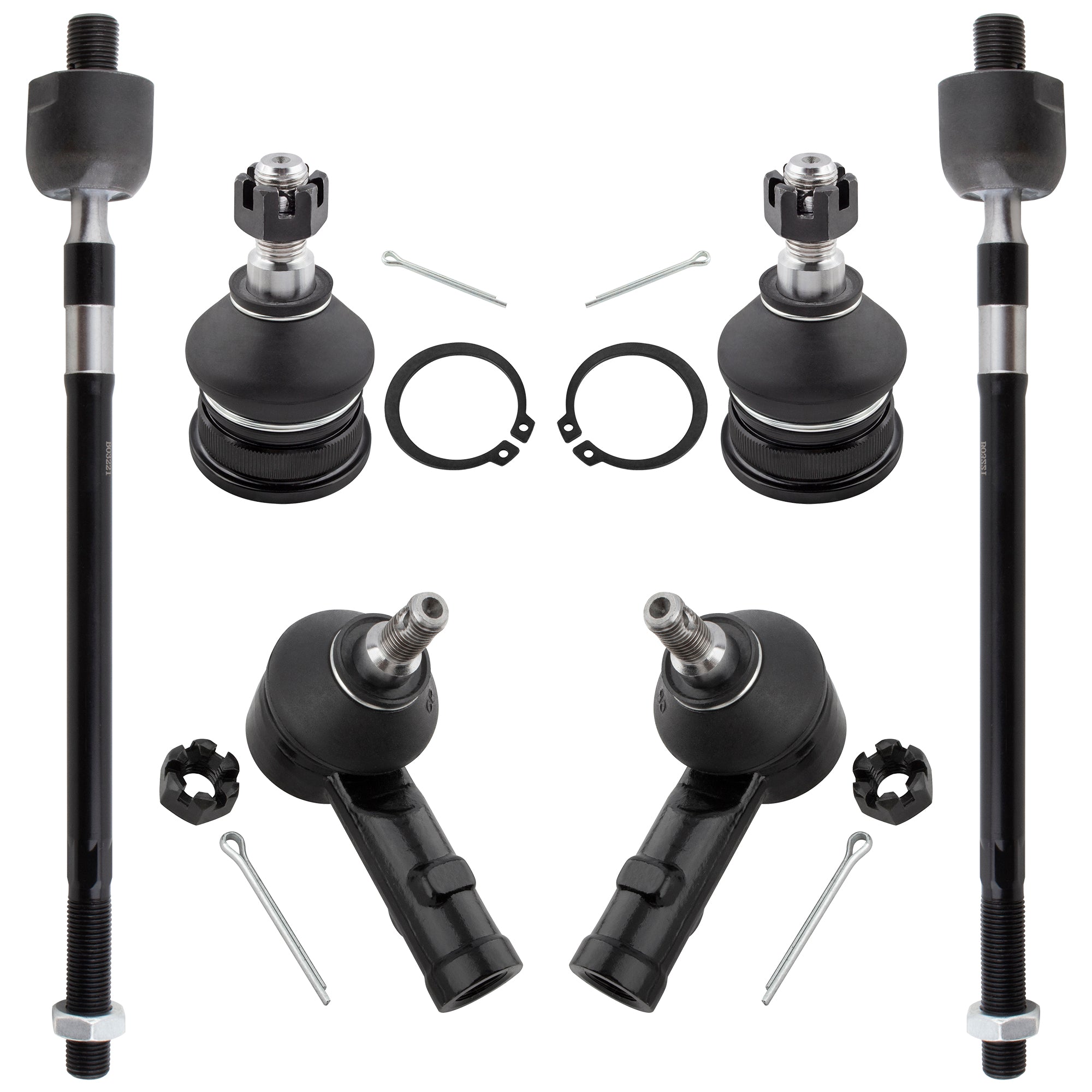 BOXI 6pc Front Suspension Tie Rod & Ball Joint Set Fits for Hyundai Accent 2000 2001 2002 2003 2004