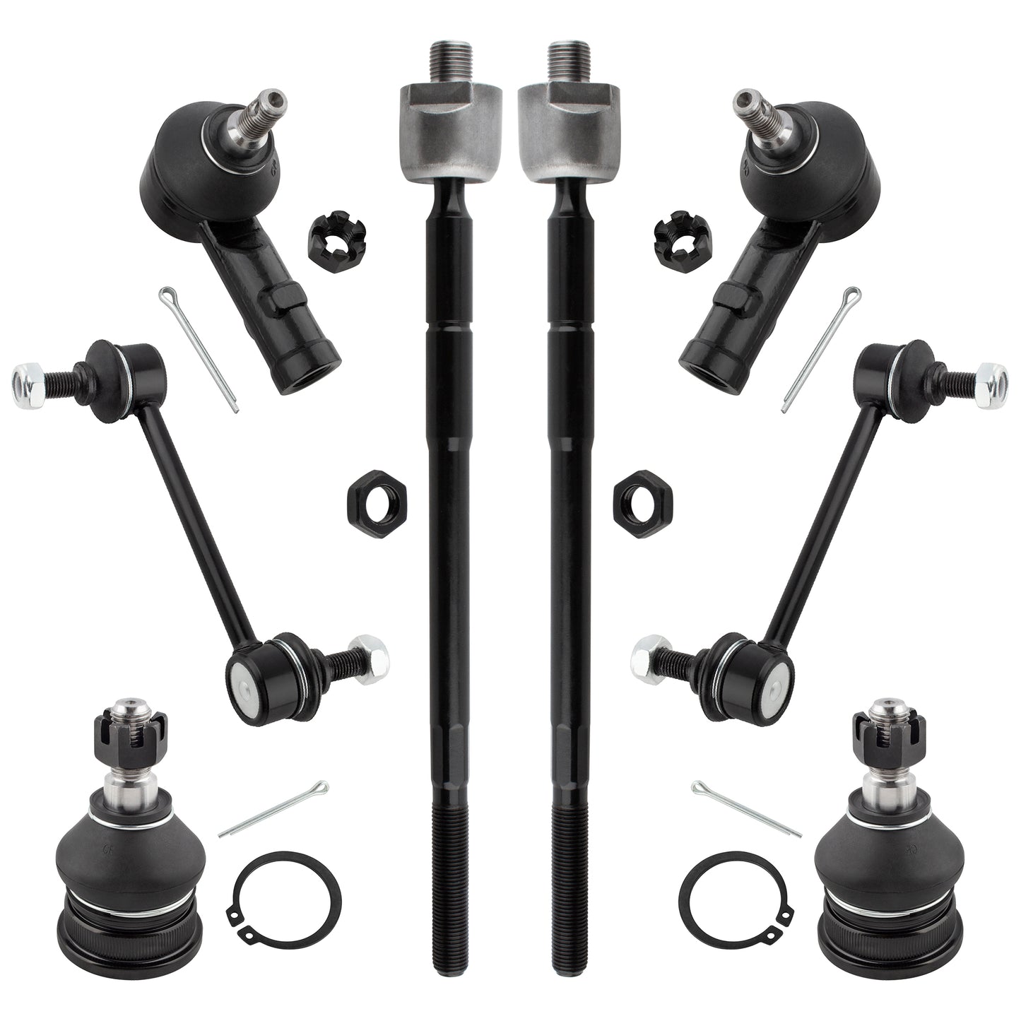 BOXI 8pc Front Ball Joints Tie Rods Rear Sway Bars Kit Fits for Hyundai Elantra 2001-2006