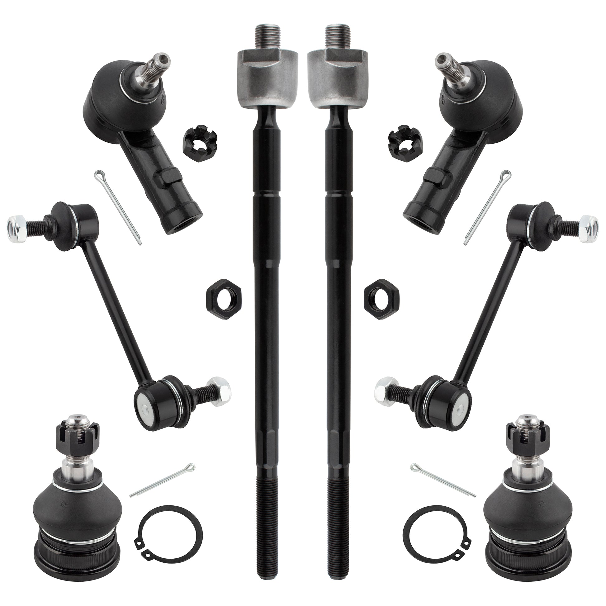 BOXI 8pc Front Ball Joints Tie Rods Rear Sway Bars Kit Fits for Hyundai Elantra 2001-2006