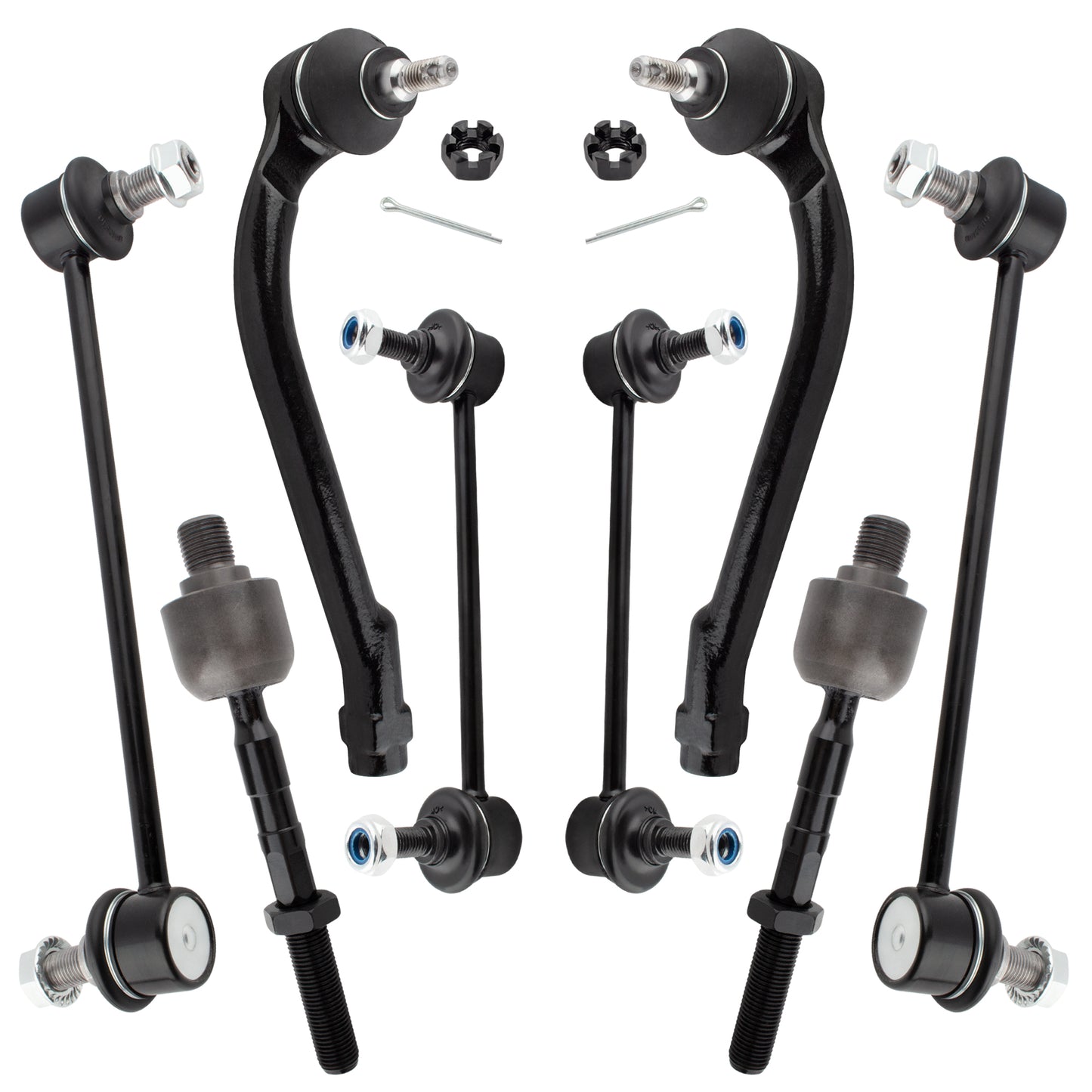 BOXI 8pc Front Rear Sway Bar Tie Rod Kit Fits for Hyundai Elantra 2007-2010