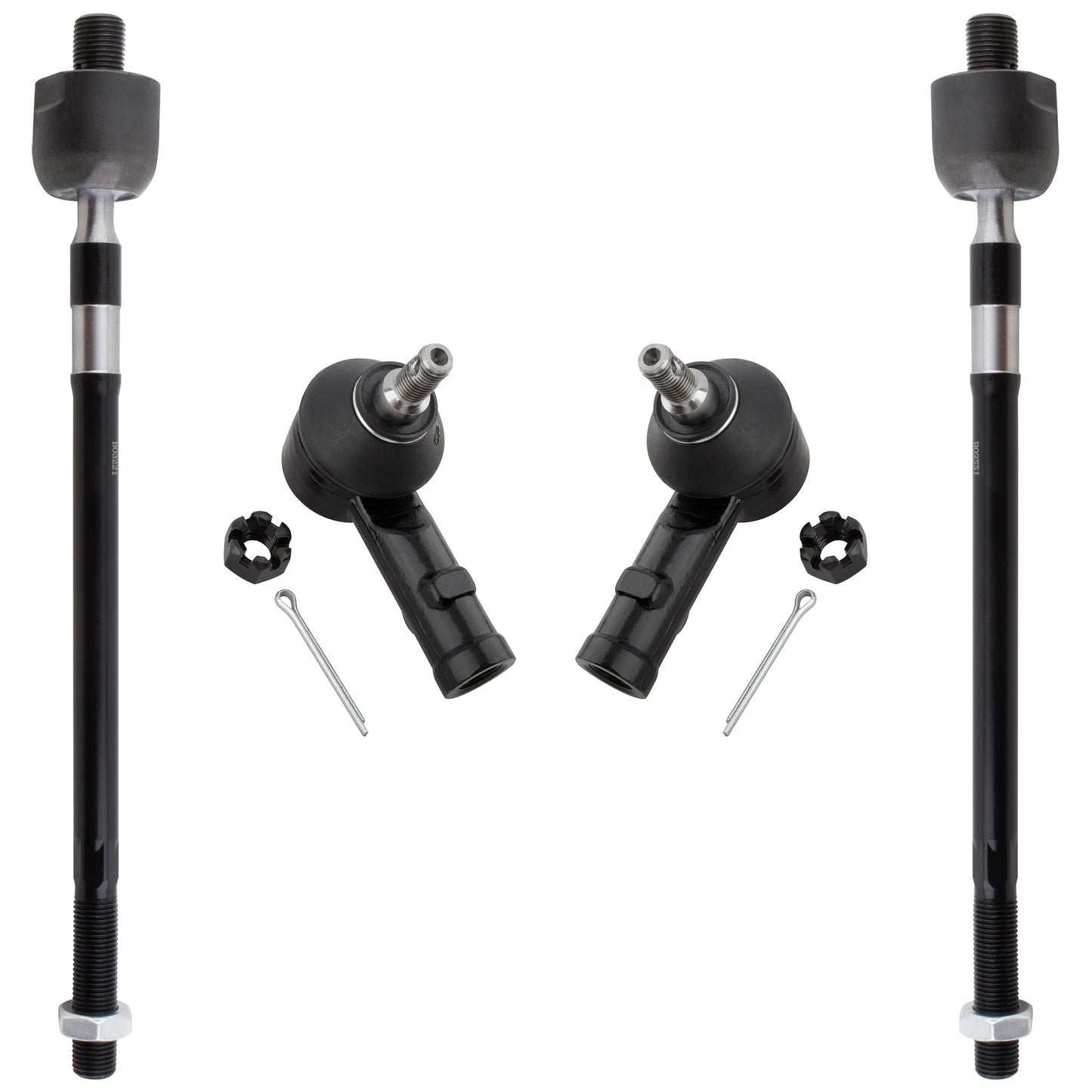 BOXI (Set of 4) ES3377 EV436 Front Inner & Outer Tie Rods Fit for Hyundai Accent 2000 2001 2002