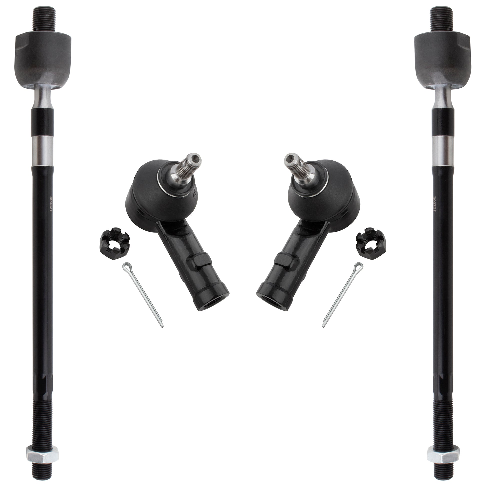 BOXI (Set of 4) ES3377 EV436 Front Inner & Outer Tie Rods Fit for Hyundai Accent 2000 2001 2002