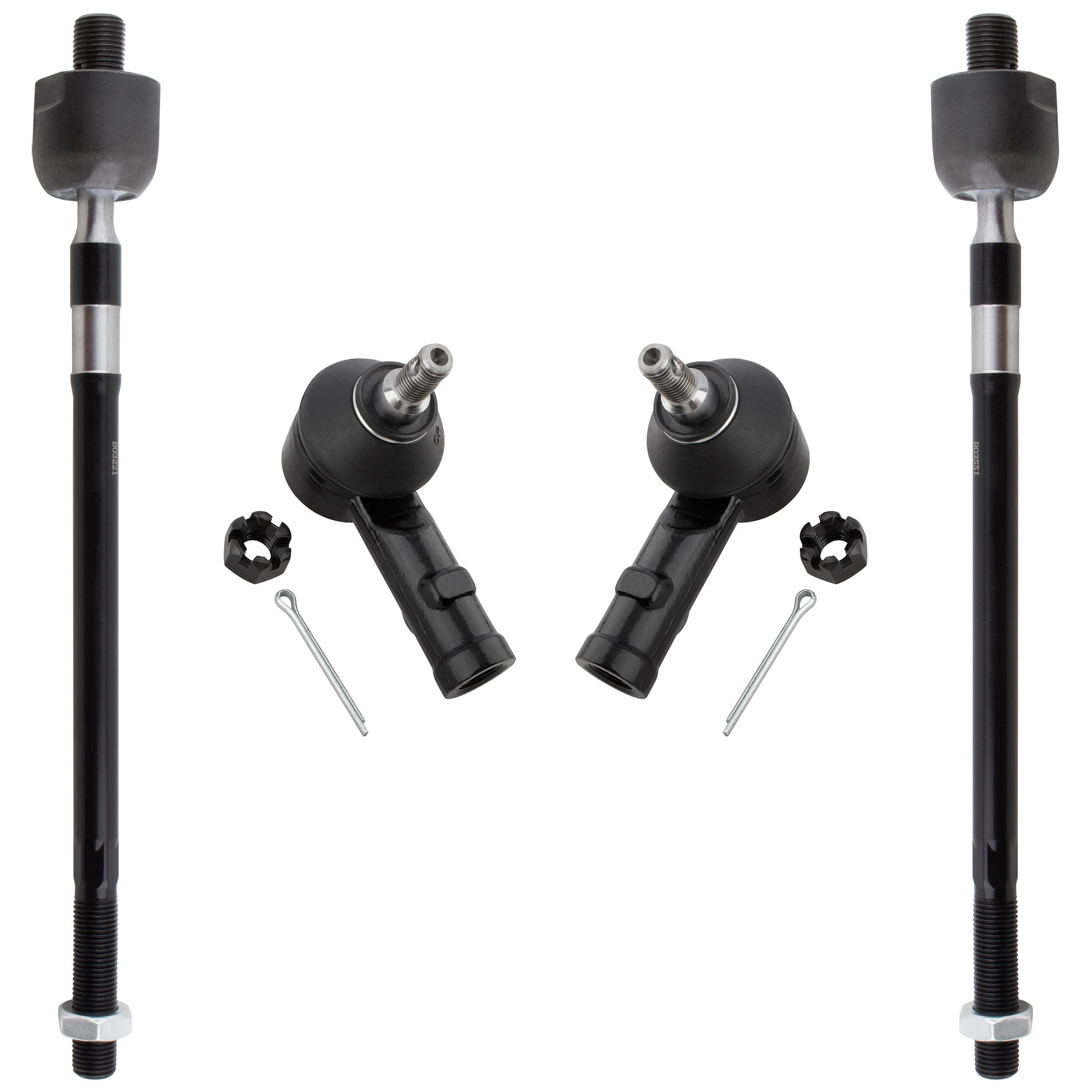 BOXI (Set of 4) ES3377 EV436 Front Inner & Outer Tie Rods Fit for Hyundai Accent 2000 2001 2002