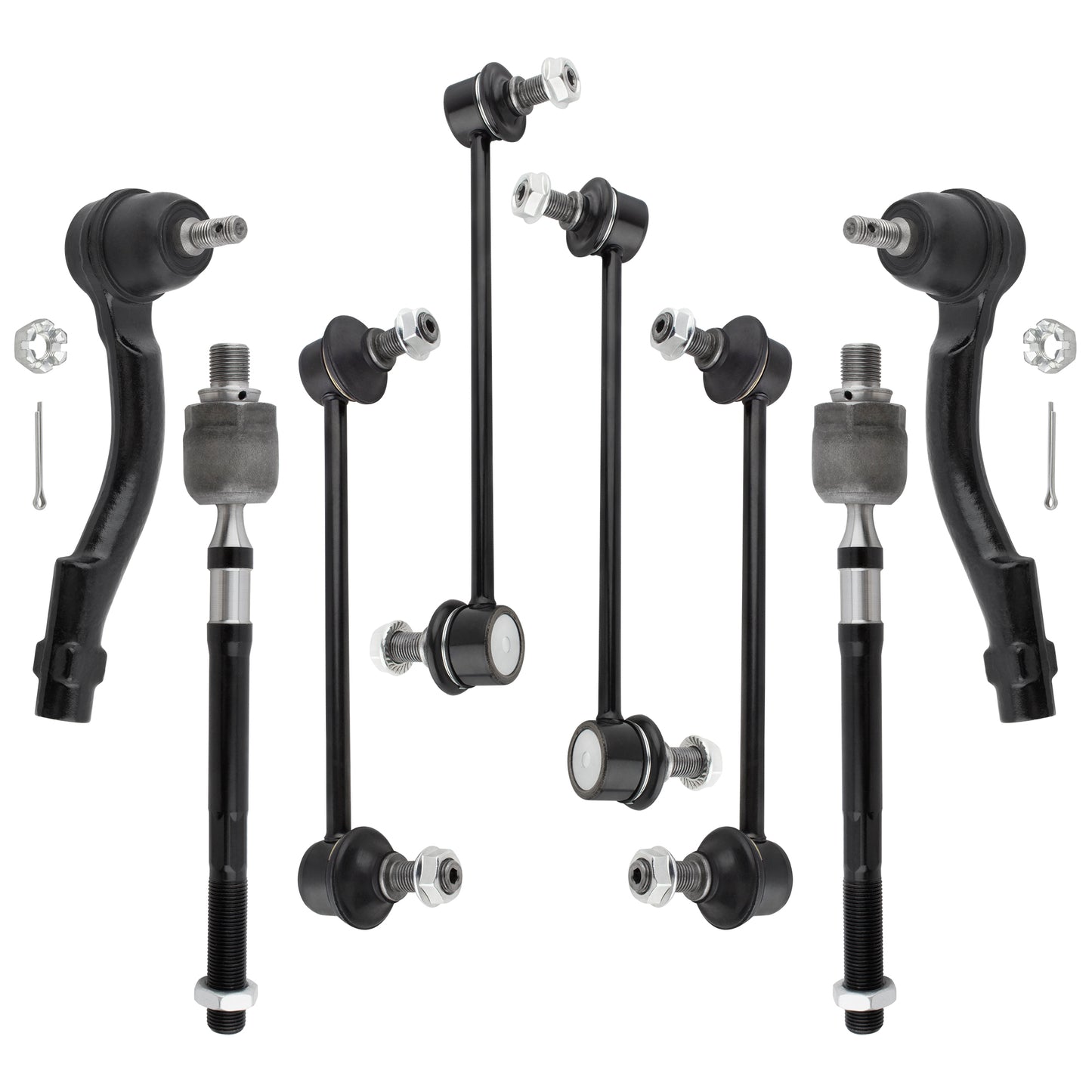 BOXI 8pc Front Rear Sway Bars Tie Rod Ends Fit for Kia Sportage 2005-2010