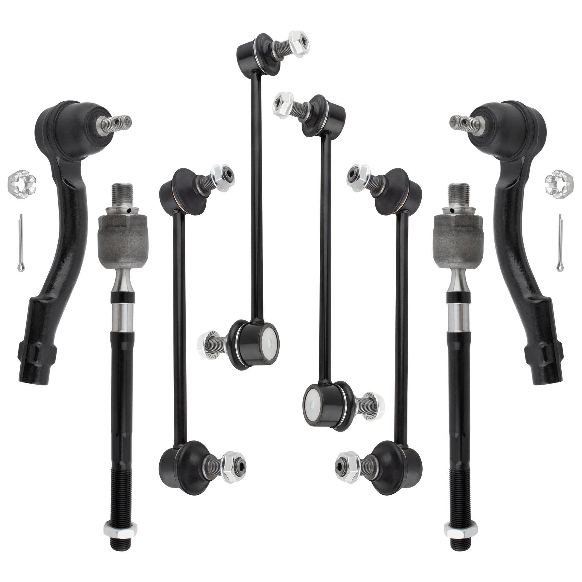 BOXI 8pc Front Rear Sway Bars Tie Rod Ends Fit for Kia Sportage 2005-2010