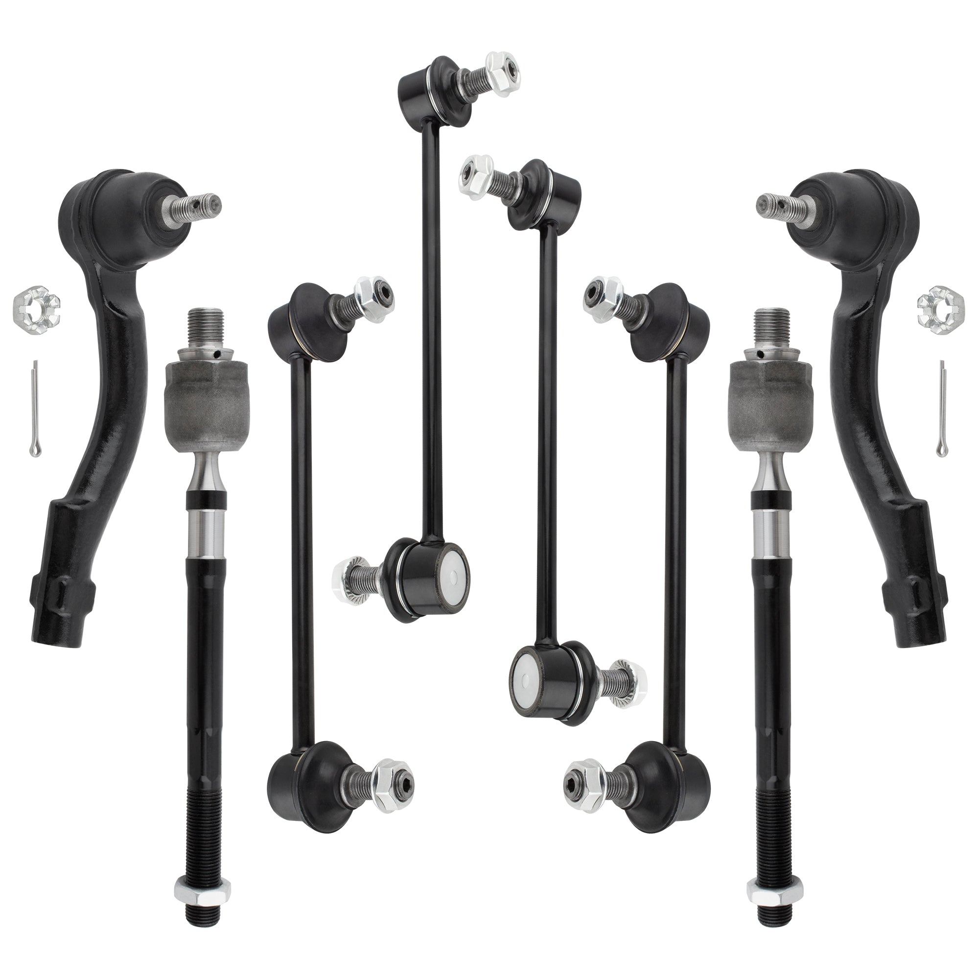 BOXI 8pc Front Rear Sway Bars Tie Rod Ends Fit for Kia Sportage 2005-2010