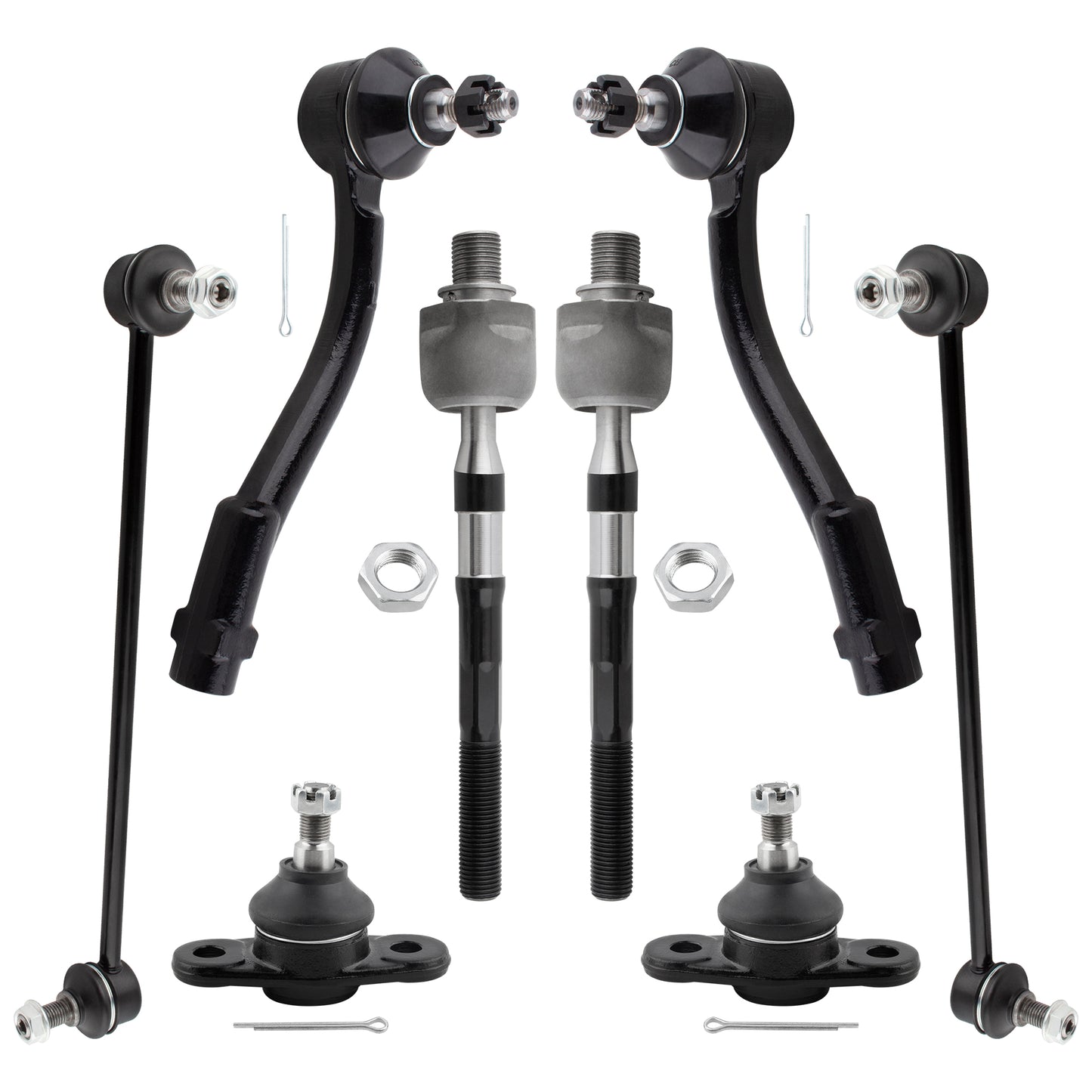 BOXI (Pack of 8) Front Suspension Tie Rods Sway Bars Ball Joints Fit for Hyundai Accent 2006-2011