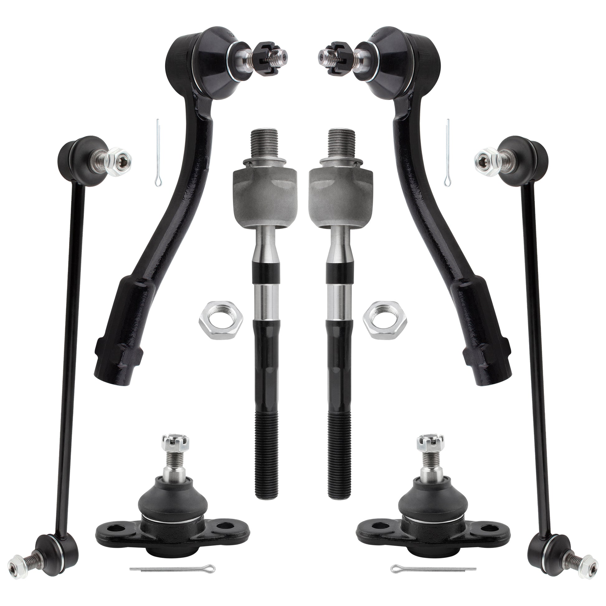 BOXI (Pack of 8) Front Suspension Tie Rods Sway Bars Ball Joints Fit for Hyundai Accent 2006-2011