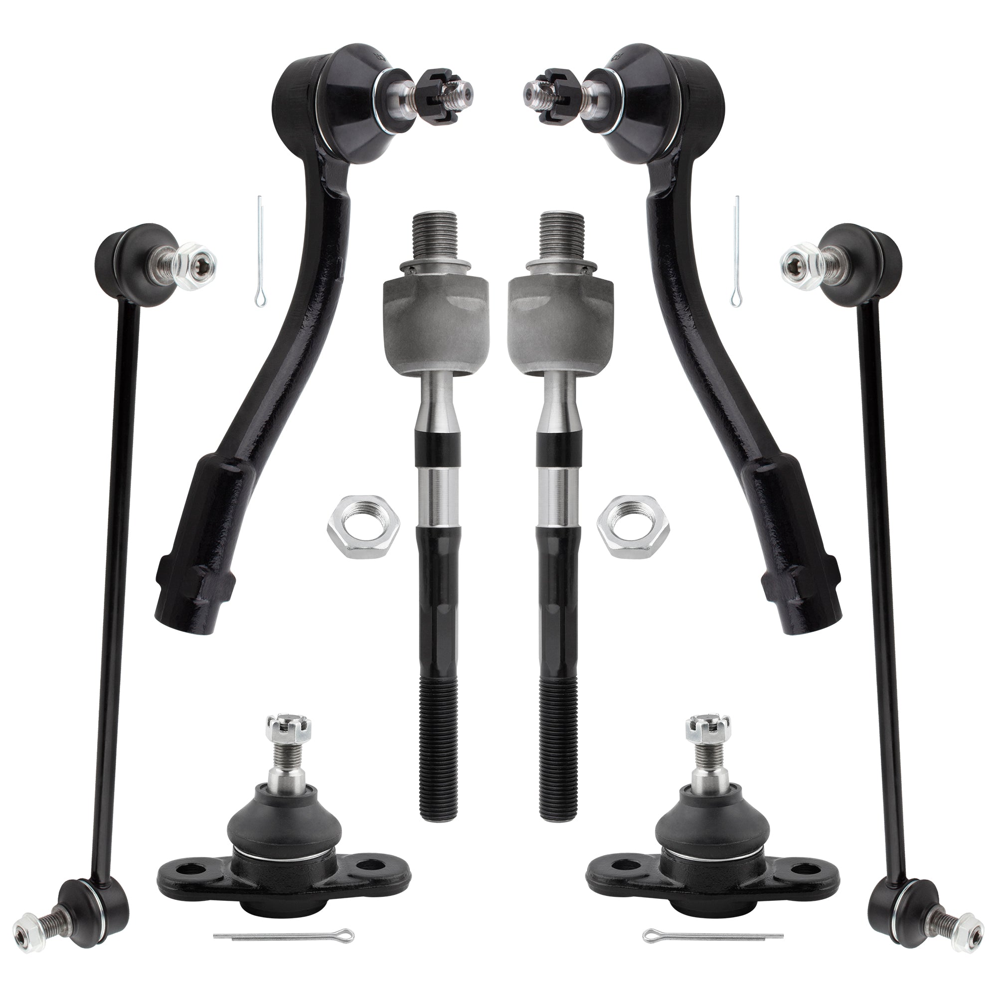 BOXI (Pack of 8) Front Suspension Tie Rods Sway Bars Ball Joints Fit for Hyundai Accent 2006-2011