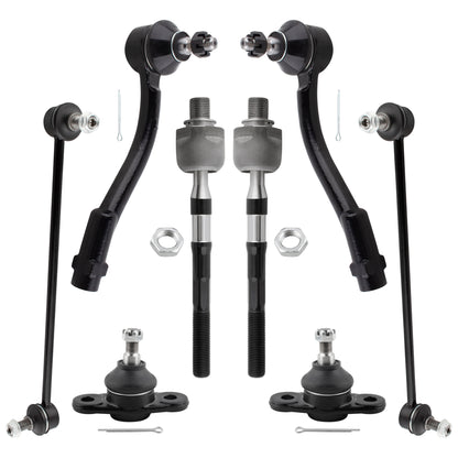 BOXI (Pack of 8) Front Suspension Tie Rods Sway Bars Ball Joints Fit for Hyundai Accent 2006-2011