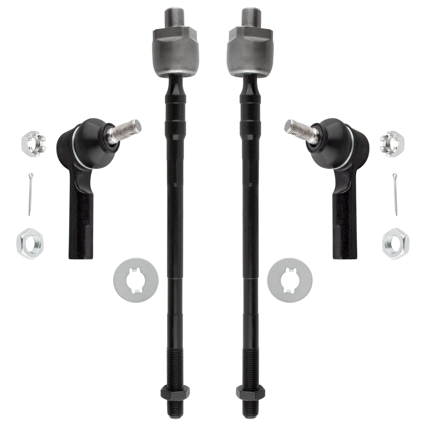 BOXI (Set of 4) 2x Front Inner Tie Rod Ends + 2x Front Outer Tie Rod Ends Kit Fit for Infiniti I30
