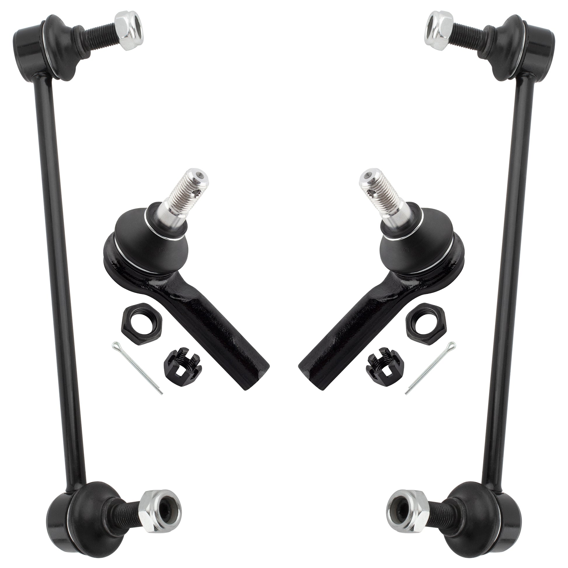 BOXI (Set of 4) 2x Front Stabilizer Sway Bar End Links + 2x Front Outer Tie Rod Ends Kit Fit
