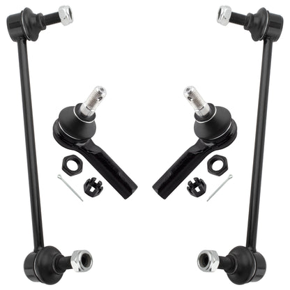 BOXI (Set of 4) 2x Front Stabilizer Sway Bar End Links + 2x Front Outer Tie Rod Ends Kit Fit