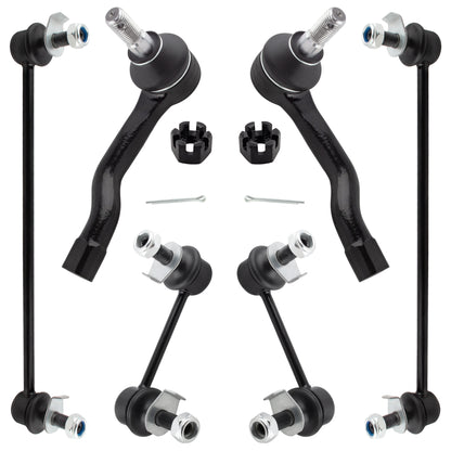 BOXI (Set of 6) Front & Rear Stabilizer Sway Bar End Links + Front Outer Tie Rod Ends Kit Fit